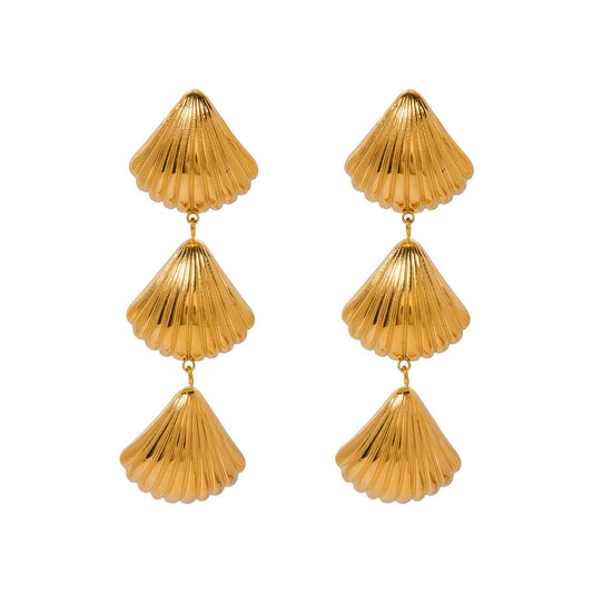 3 stainless steel shells high-end pendant earrings